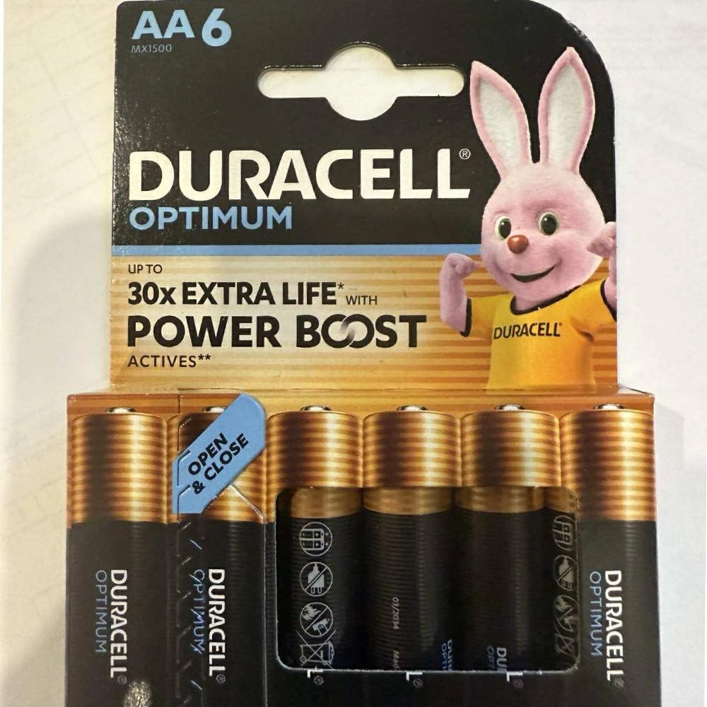 Duracell Optimum AA baterijos, 6 vienetų pakuotė