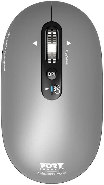 Port Designs PORT CONNECT Pure MAC COLLECTION, Belaidė įkraunama pelė, Bluetooth, FreeWheel, 3200 DPI, Juodas
