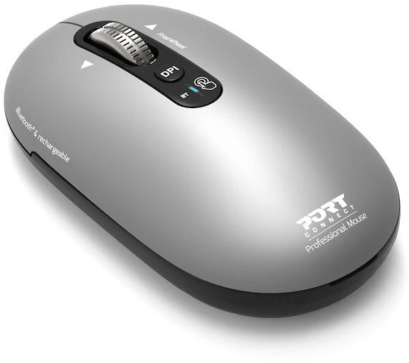 Port Designs PORT CONNECT Pure MAC COLLECTION, Belaidė įkraunama pelė, Bluetooth, FreeWheel, 3200 DPI, Juodas