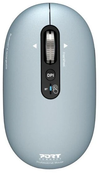 PORT CONNECT Pure MAC, Belaidė įkraunama pelė, Bluetooth, FreeWheel, 3200 DPI, Storm