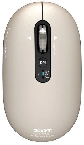 PORT CONNECT Pure MAC, Belaidė įkraunama pelė, Bluetooth,FreeWheel, 3200 DPI, Pearl