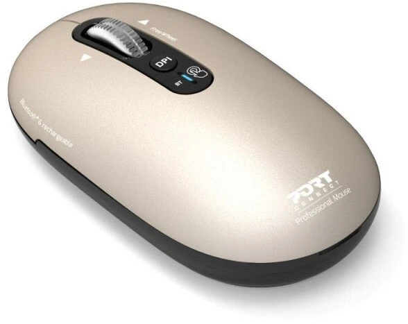 PORT CONNECT Pure MAC, Belaidė įkraunama pelė, Bluetooth,FreeWheel, 3200 DPI, Pearl