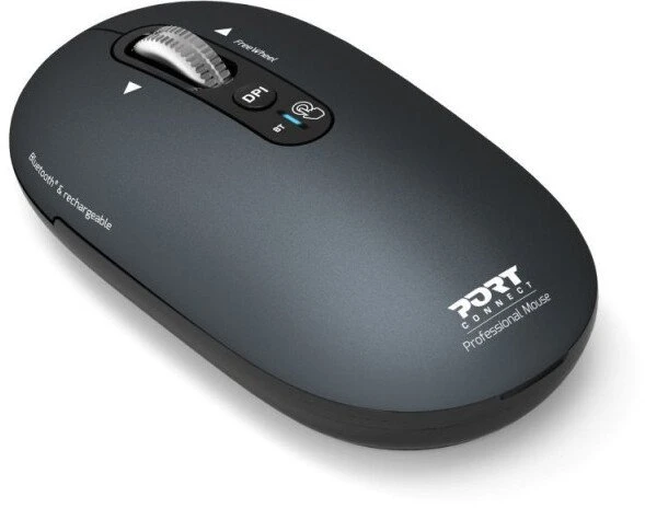PORT CONNECT Pure MAC, Belaidė įkraunama pelė, Bluetooth, FreeWheel, 3200 DPI,Shadow
