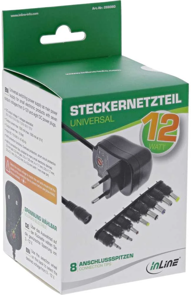 Nešiojamojo kompiuterio maitinimo adapteris InLine 12 W, 1.2 A, 12 V (26608O)
