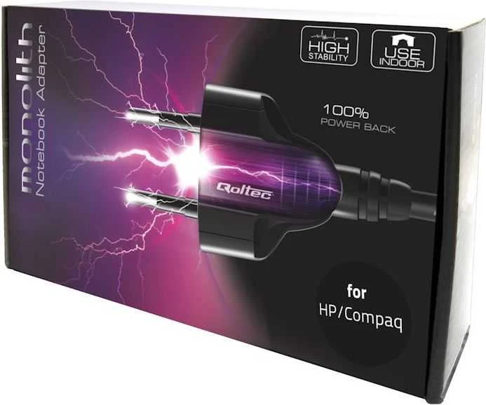 QOLTEC 50050 Nešiojamas kompiuteris AC maitinimo adapteris 65W 19.5V 3.33A 4.8x1.7 +maitinimo laidas