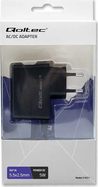 QOLTEC 51021 Plugin maitinimo šaltinis 5W 5V 1A 5,5x2,5