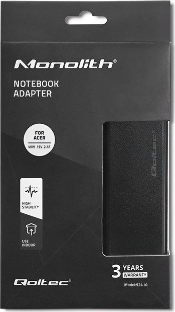 QOLTEC 52410 Maitinimo adapteris Acer 40W / 19V / 2.1A / 5.5x1.7 / maitinimo kabeliui