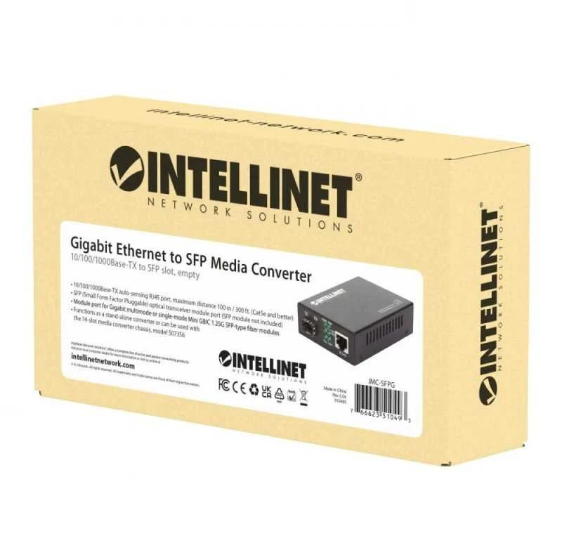 Intellinet 510493 tinklo medijos keitiklis 1000 Mbit/ai Juoda