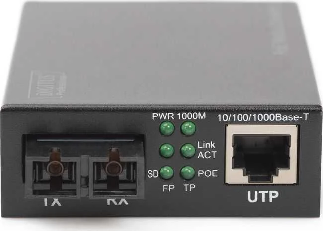 Šakotuvas DIGITUS Gigabit Ethernet PoE+ Media Converter, Multimode | Digitus