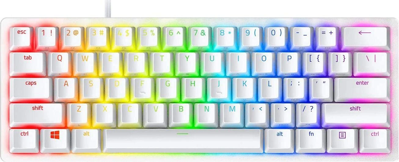60% Mechaninė Žaidimų klaviatūra Razer Huntsman Mini Mercury Edition, Clicky Optical Switch (Purple), US išdėstymas