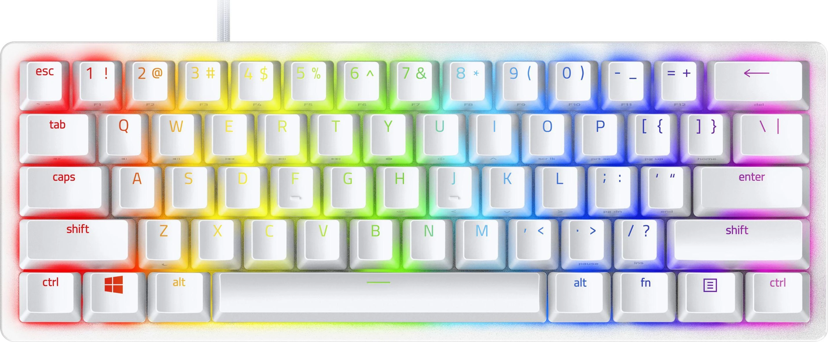 60% Mechaninė Žaidimų klaviatūra Razer Huntsman Mini Mercury Edition, Clicky Optical Switch (Purple), US išdėstymas