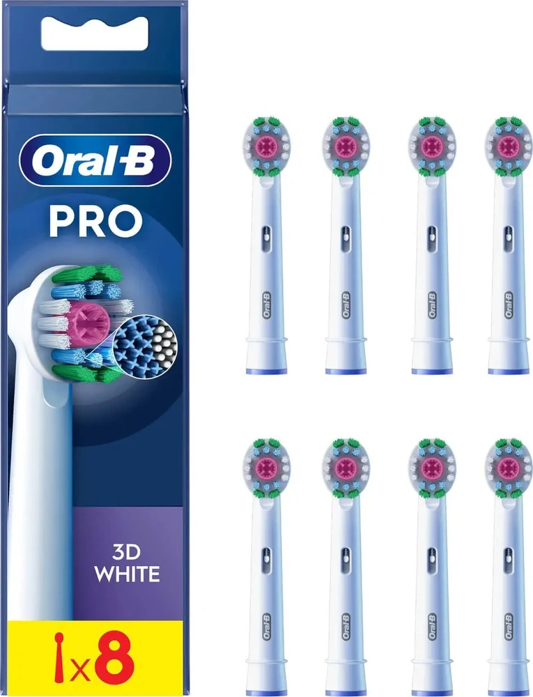 „Oral-B“ dantų šepetėlio galvutė ORAL-B BRAUN ŠEPETĖLIŲ GALVUTĖS EB18-8 WHITE3D