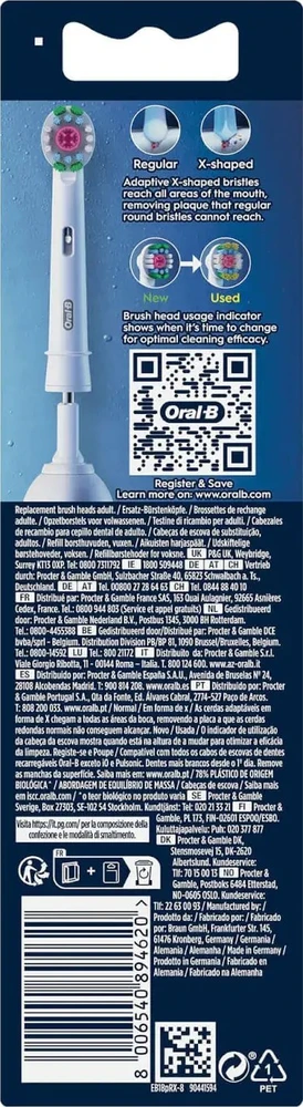 „Oral-B“ dantų šepetėlio galvutė ORAL-B BRAUN ŠEPETĖLIŲ GALVUTĖS EB18-8 WHITE3D