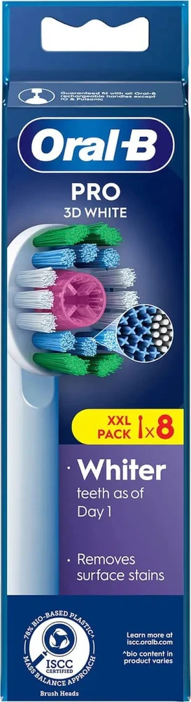 „Oral-B“ dantų šepetėlio galvutė ORAL-B BRAUN ŠEPETĖLIŲ GALVUTĖS EB18-8 WHITE3D