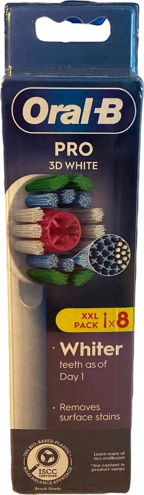 „Oral-B“ dantų šepetėlio galvutė ORAL-B BRAUN ŠEPETĖLIŲ GALVUTĖS EB18-8 WHITE3D