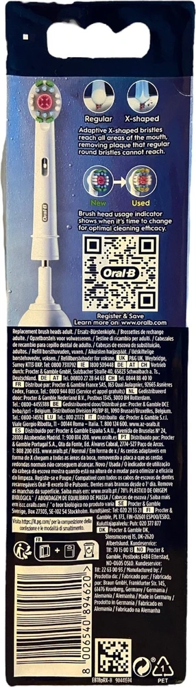 „Oral-B“ dantų šepetėlio galvutė ORAL-B BRAUN ŠEPETĖLIŲ GALVUTĖS EB18-8 WHITE3D