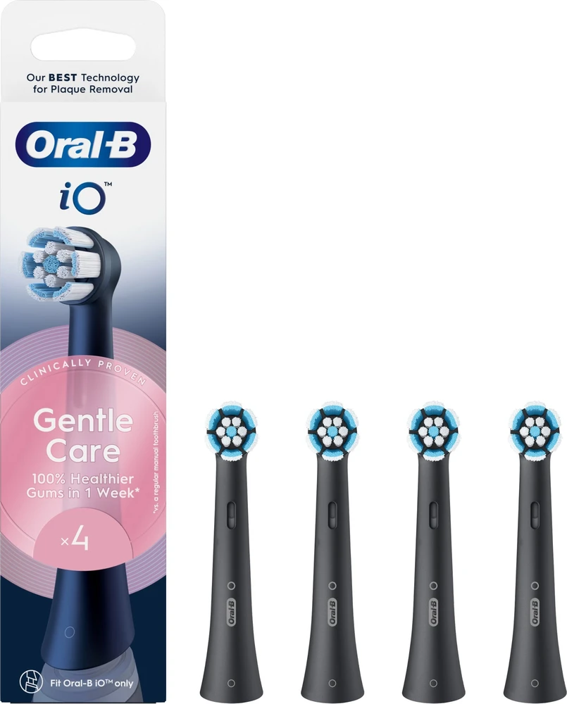 Braun SB-4 Oral-B iO Gentle Care Juodas keičiamos dantų šepetėlio galvutės 4 vnt.