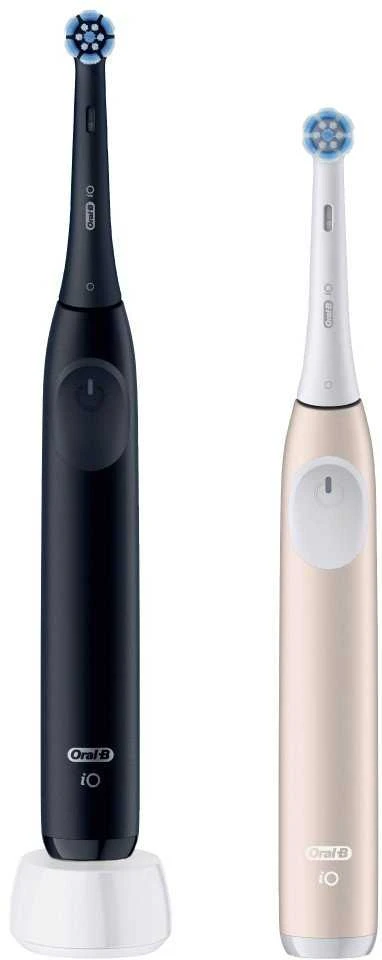 Dantų šepetėlis „Oral B-iO 2 Duo“ elektriniai dantų šepetėliai – nakties juoda ir ramiai rožinė