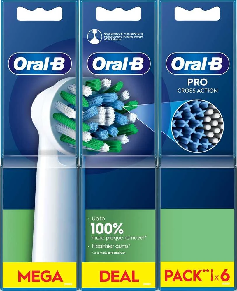 Braun Oral-B EB50-6 Cross Action Pro Dantų Šepetėlio Galvutės, 6 Vnt.