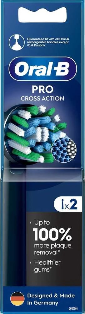 Oral-B Cross Action juodos galvutės, pakuotė 2 vnt.