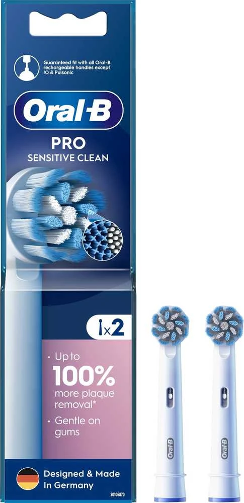 Braun Oral-B EB60-2 Jautrus Clean Pro Dantų Šepetėlio Galvutės, 2 Vn