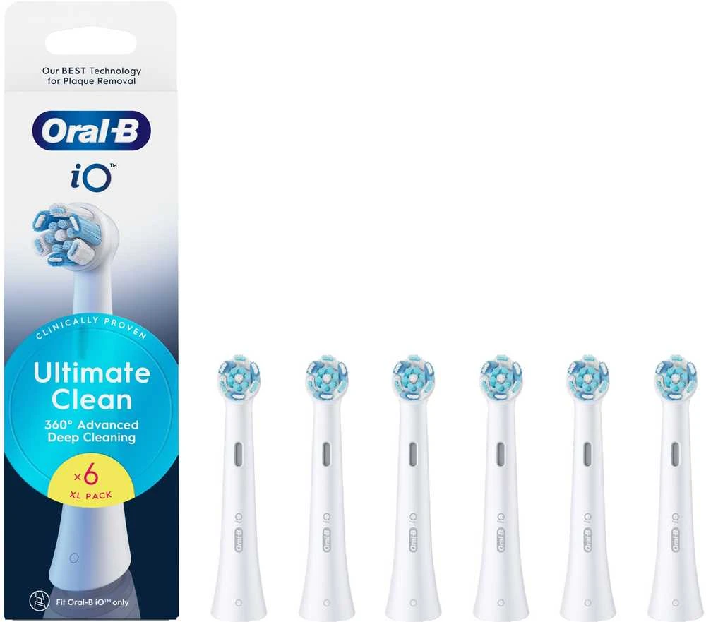 BRAUN iO RB CWF-6 Ultimate Clean Baltas 6ct antgaliai dant šepetėliui