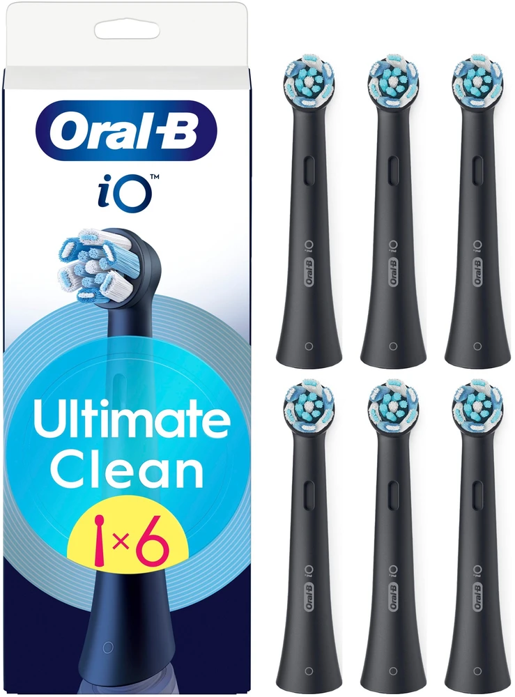 BRAUN iO RB CBF-6 Ultimate Clean Juodas 6ct antgaliai dantų šepetėliui