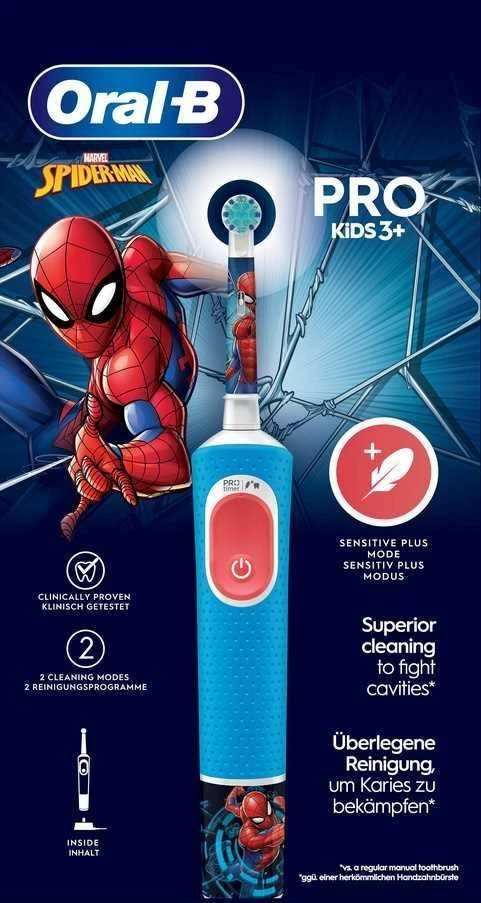 Oral-B Braun D103.413.2K Vitality PRO Kids Elektrinis Dantų Šepetėlis 3+ Spiderman