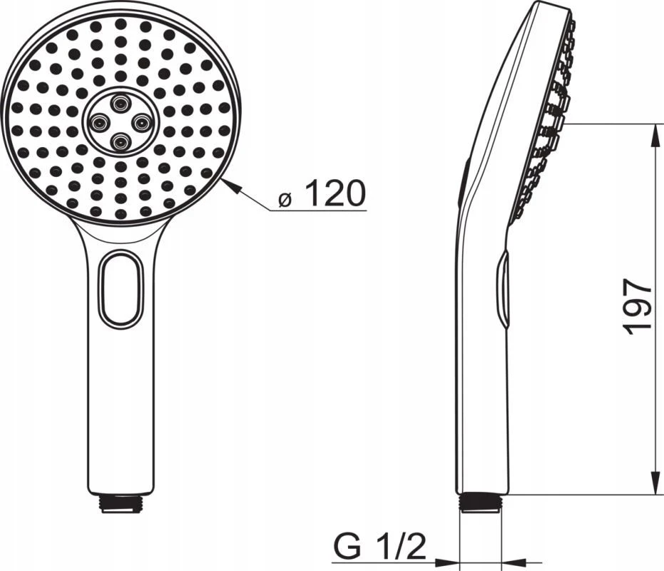 Dušo galvutė Oras Hydractiva 242403, pilka/chromo, 120 mm