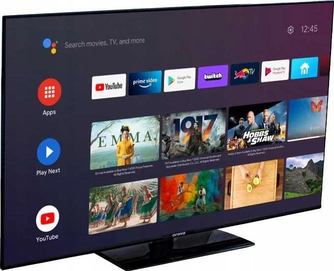 Televizorius Orava, LT-ANDR43 4K1, 43", 4K UHD 3840 x 2160, 50/60 Hz, juoda, Android TV
