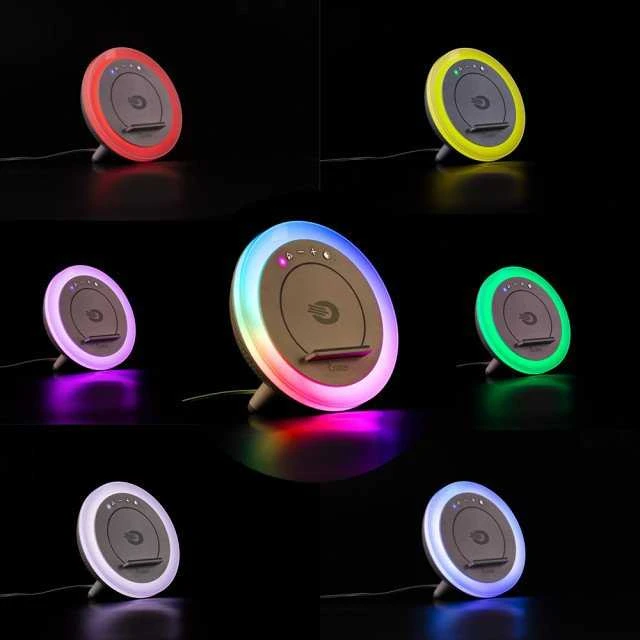 „Orava“ naktinė lempa su RGB šviesa, išmaniojo telefono įkrovikliu ir garsiakalbiu
