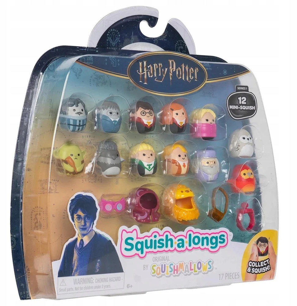SQUISHMALLOWS SQUISH-A-LONGS kolekcinės figūrėlės - Haris Poteris, 12 vnt., 2,5 cm