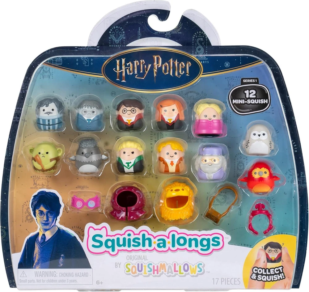 SQUISHMALLOWS SQUISH-A-LONGS kolekcinės figūrėlės - Haris Poteris, 12 vnt., 2,5 cm
