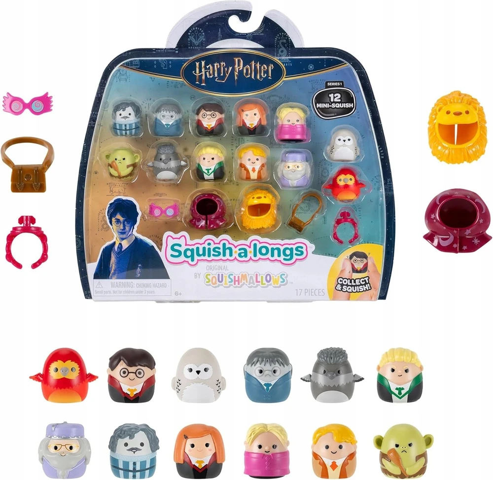 SQUISHMALLOWS SQUISH-A-LONGS kolekcinės figūrėlės - Haris Poteris, 12 vnt., 2,5 cm