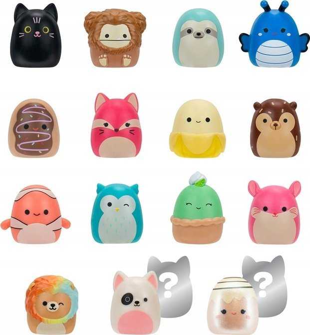 SQUISHMALLOWS SQUISH-A-LONGS kolekcinės figūrėlės, 14 vnt., 2,5 cm aprašymas - Prekės nuotrauka