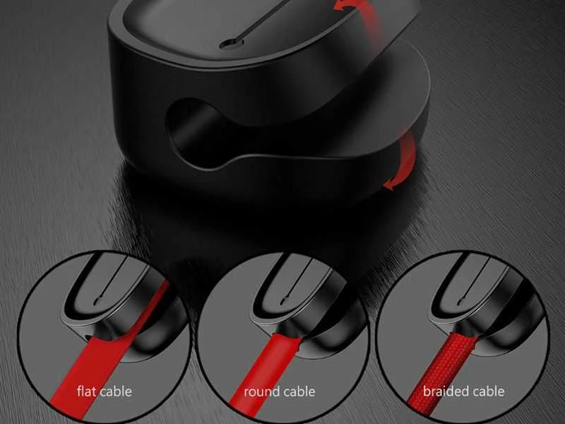 Kabelių laikiklis klijuojamas su magnetiniais 3 kabelių adapteriais juodas BASEUS