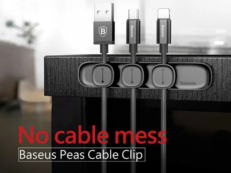 Kabelių laikiklis klijuojamas su magnetiniais 3 kabelių adapteriais juodas BASEUS