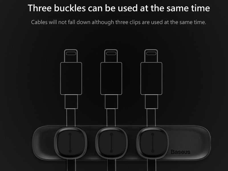 Kabelių laikiklis klijuojamas su magnetiniais 3 kabelių adapteriais juodas BASEUS