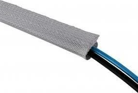 Organizer InLine® Kabelio apvyniojimas, medžiaginė žarna su kabliu ir kilpa, 1m x 25mm skersmuo, pilkas