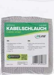 Organizer InLine® Kabelio apvyniojimas, medžiaginė žarna su kabliu ir kilpa, 1m x 25mm skersmuo, pilkas