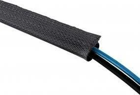 Organizer InLine® Kabelio apvyniojimas, medžiaginė žarna su kabliu ir kilpa, 1m x 40mm skersmuo, juodas
