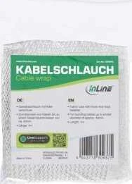 Organizatorius InLine® Kabelio apvyniojimas, medžiaginė žarna su kabliu ir kilpa, 1m x 40mm skersmuo, baltas