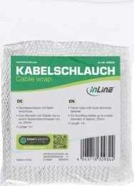 Organizatorius InLine® Kabelio apvyniojimas, medžiaginė žarna su kabliu ir kilpa, 1m x 25mm skersmuo, baltas