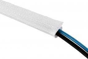 Organizatorius InLine® Kabelio apvyniojimas, medžiaginė žarna su kabliu ir kilpa, 1m x 25mm skersmuo, baltas