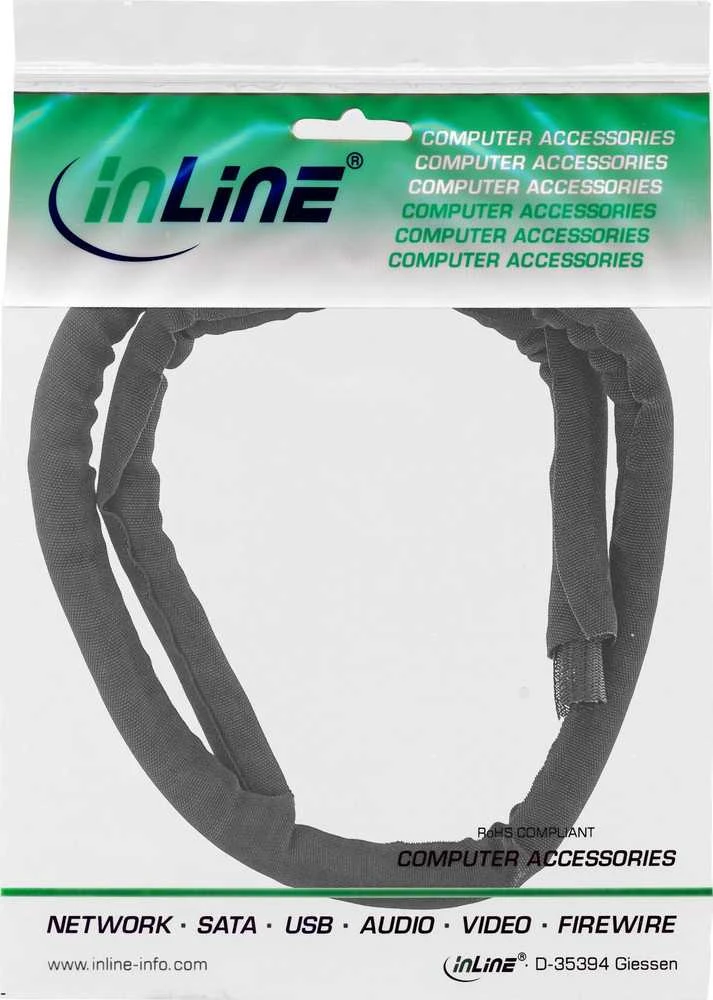 Organizer InLine® savaime užsidarančios movos, juodos, 10mm skersmens, 2m