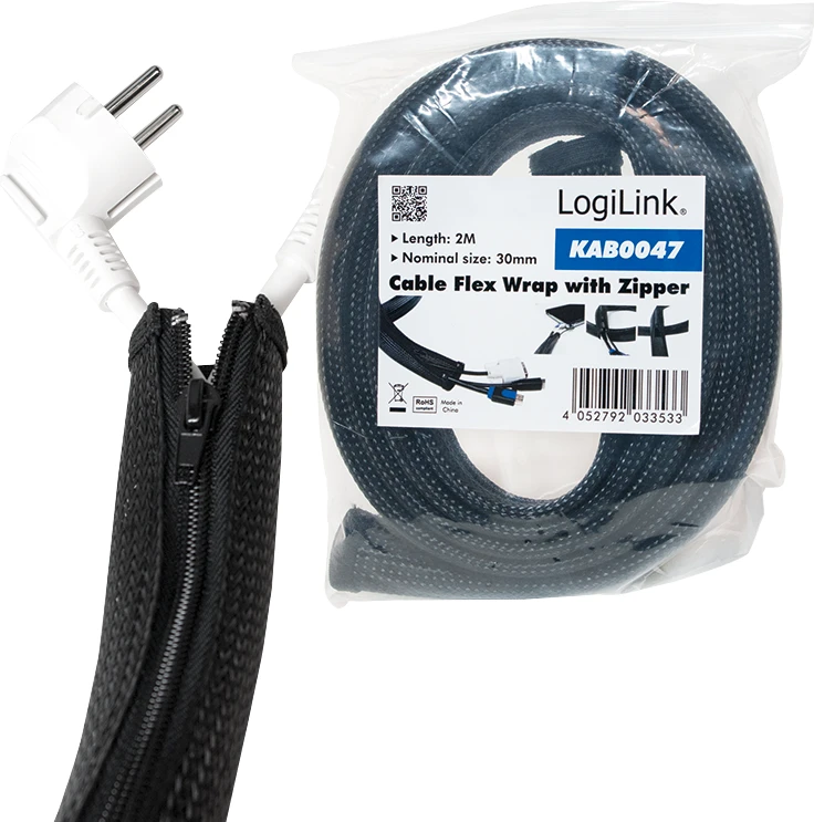 LOGILINK KAB0047 LOGILINK - Lanksčios kabelio apsauga su užtrauktuku 2m