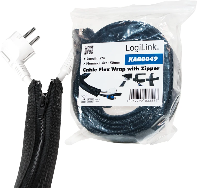 LOGILINK KAB0049 LOGILINK - Lanksčios kabelio apsauga su užtrauktuku 2m