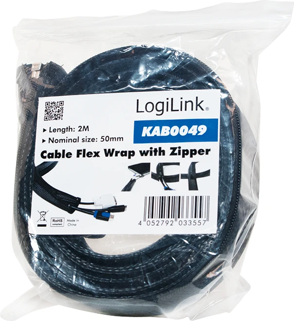 LOGILINK KAB0049 LOGILINK - Lanksčios kabelio apsauga su užtrauktuku 2m