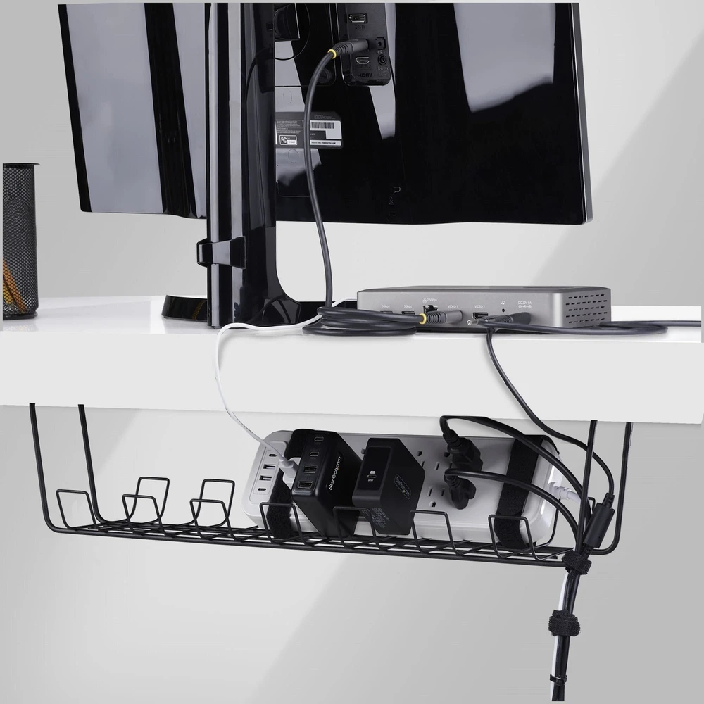 Organizer StarTech Cable Tray Under Desk – 61.5 cm – Metal Channel Basket – Juodas