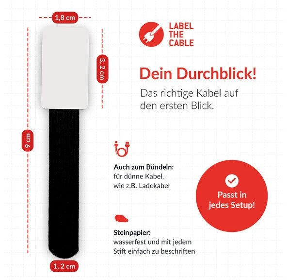 Organizer LABEL THE CABLE LTC Klettkabelbinderlabel Set wiederverwendbar, juodas,10er (LTC 2610-10)